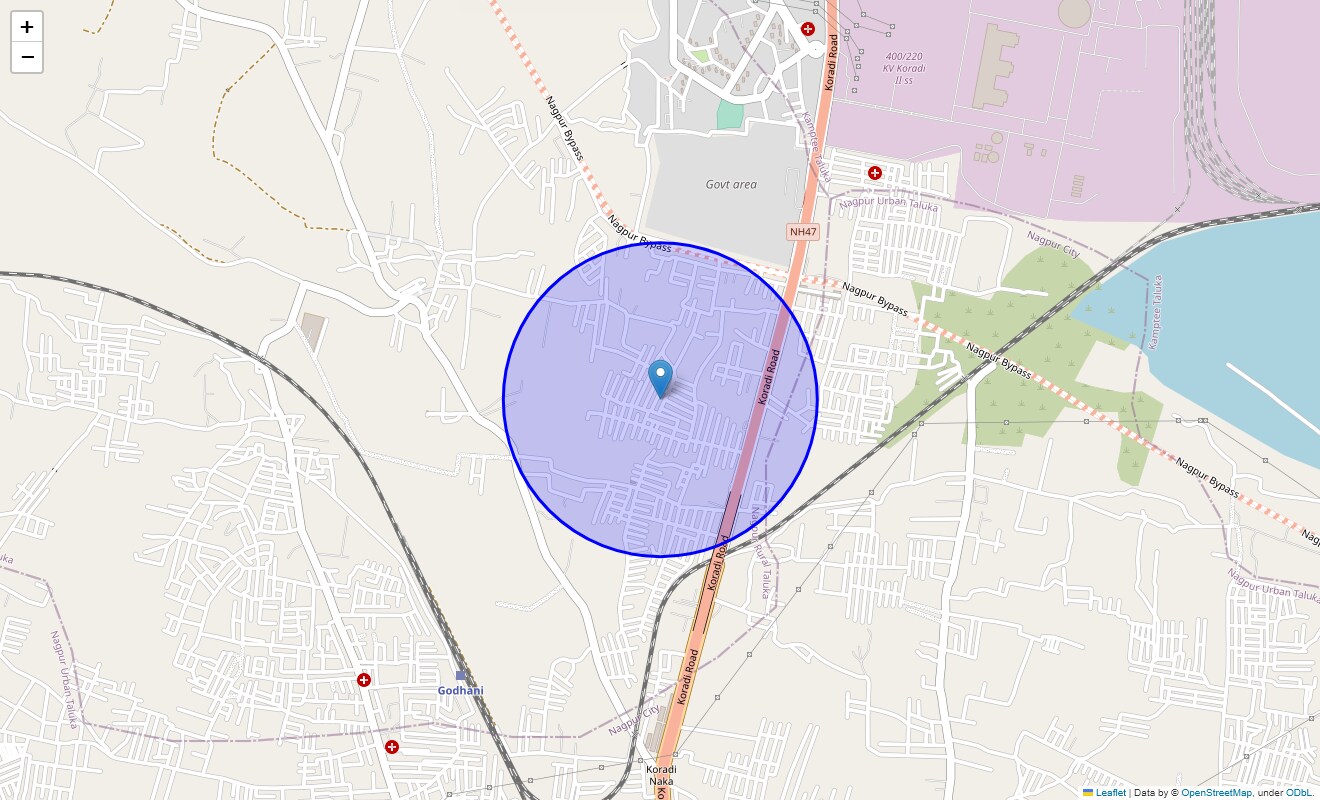 Location Map of Vidya Nagar, Nagpur