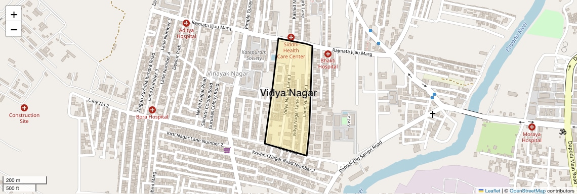 Location Map of Vidya Nagar, Pune