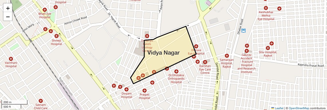 Location Map of Vidya Nagar, Rajkot