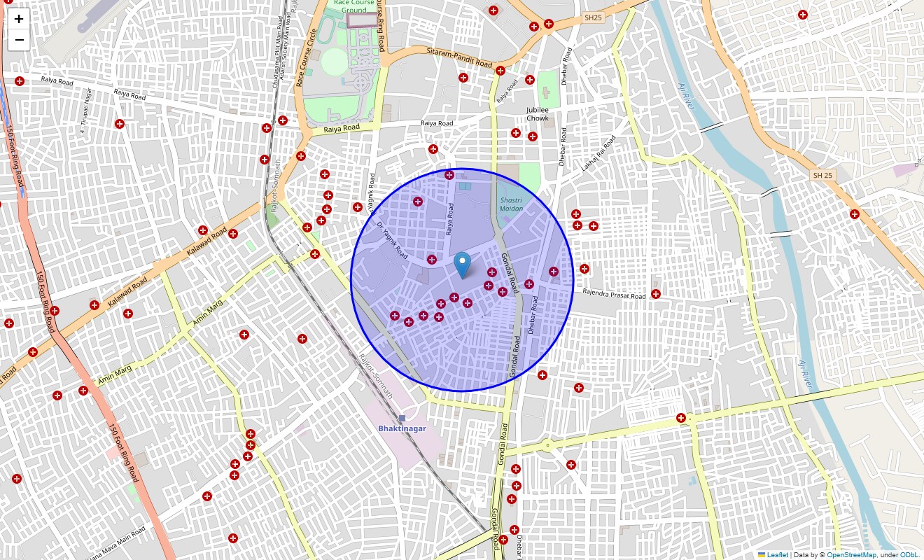 Location Map of Vidya Nagar, Rajkot