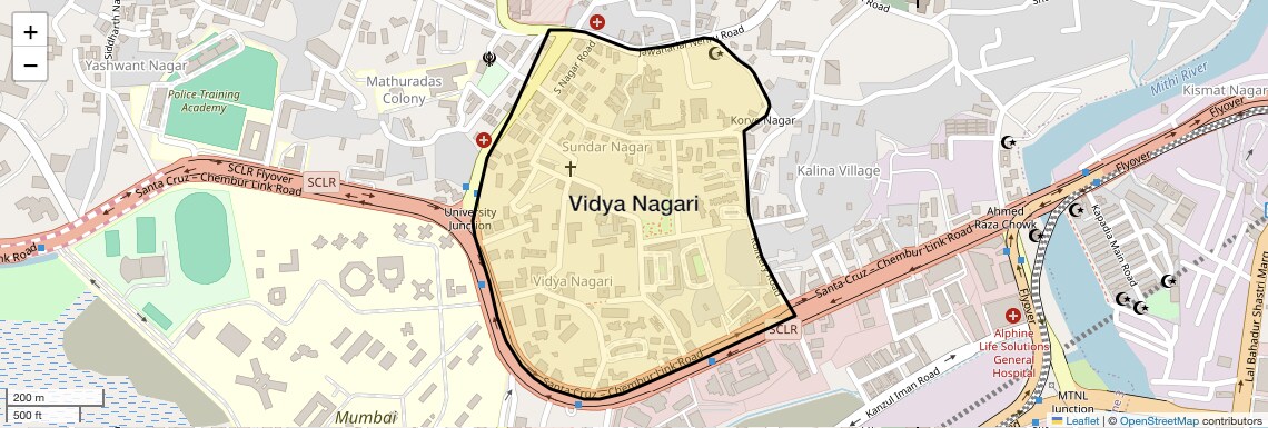 Location Map of Vidya Nagari, Mumbai