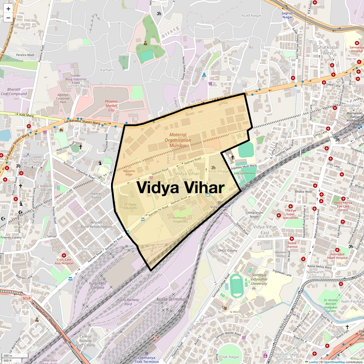 Location Map of Vidya Vihar, Mumbai