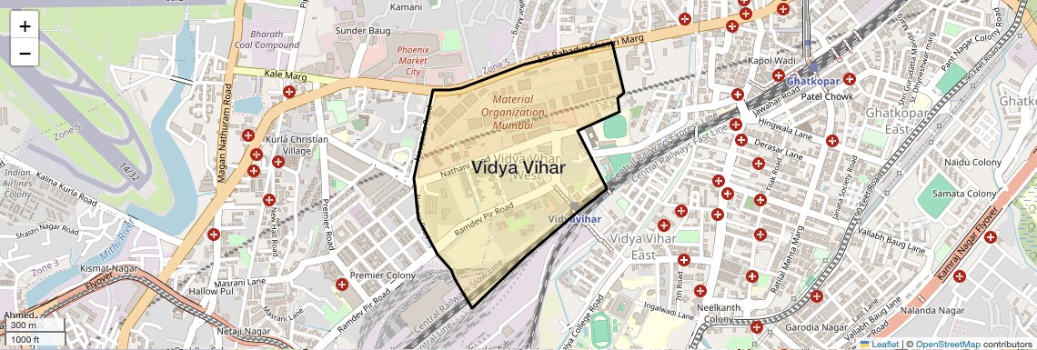 Location Map of Vidya Vihar, Mumbai