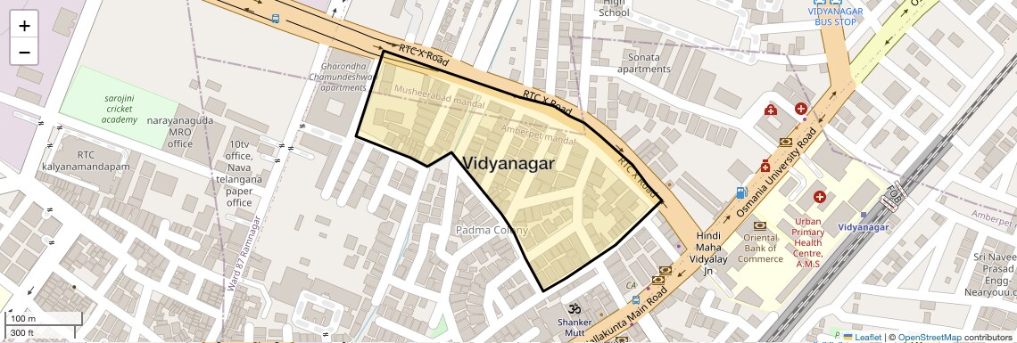 Location Map of Vidyanagar, Hyderabad