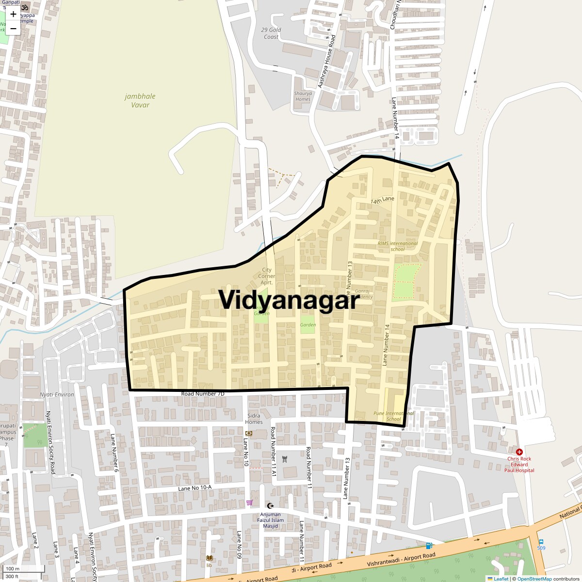 Location Map of Vidyanagar, Pune