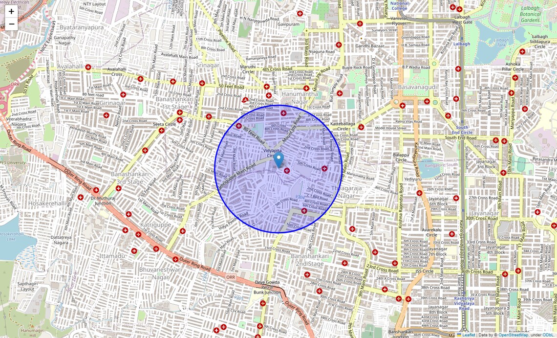 Location Map of Vidyapeeta Circle, Bangalore
