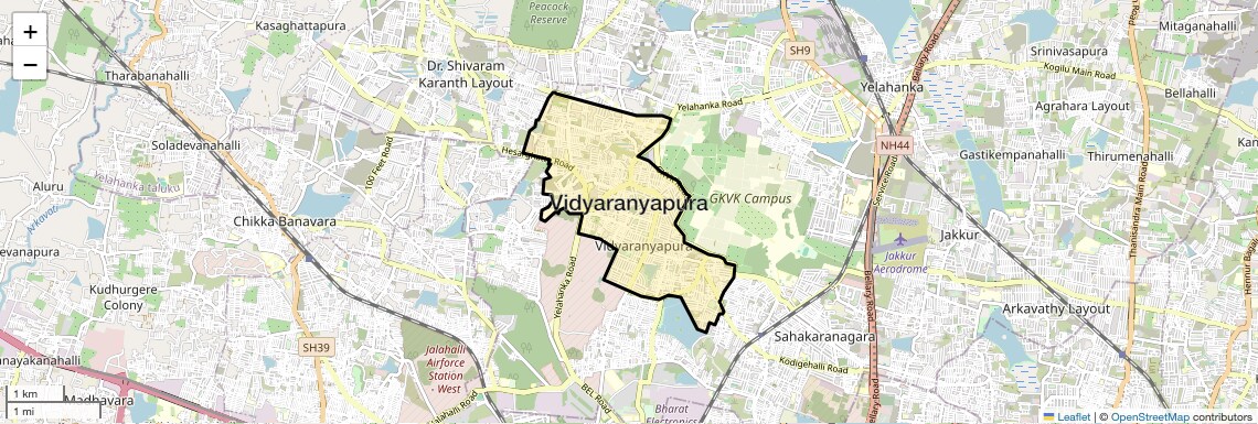 Location Map of Vidyaranyapura, Bangalore