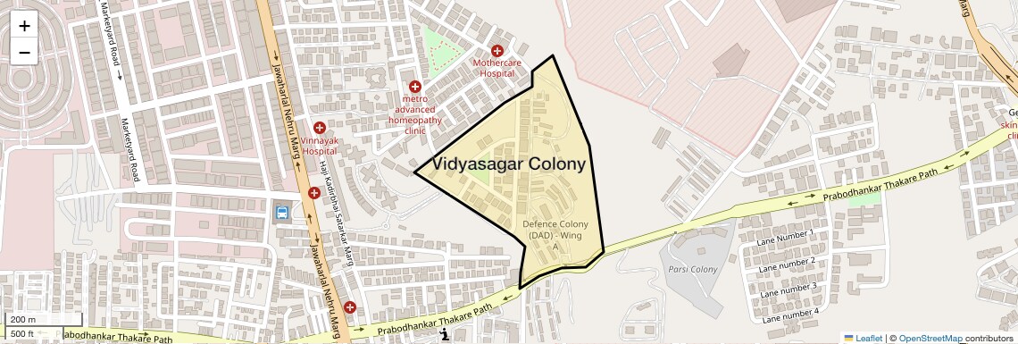 Location Map of Vidyasagar Colony, Pune