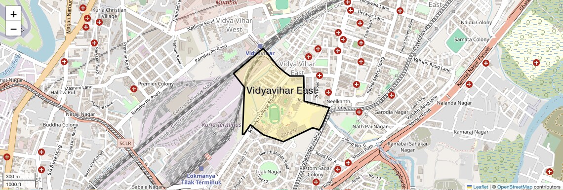 Location Map of Vidyavihar East, Mumbai