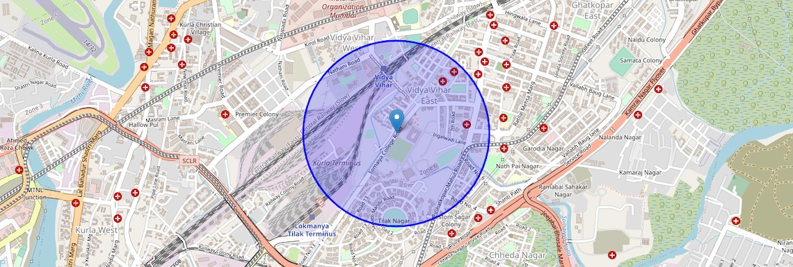 Location Map of Vidyavihar East, Mumbai