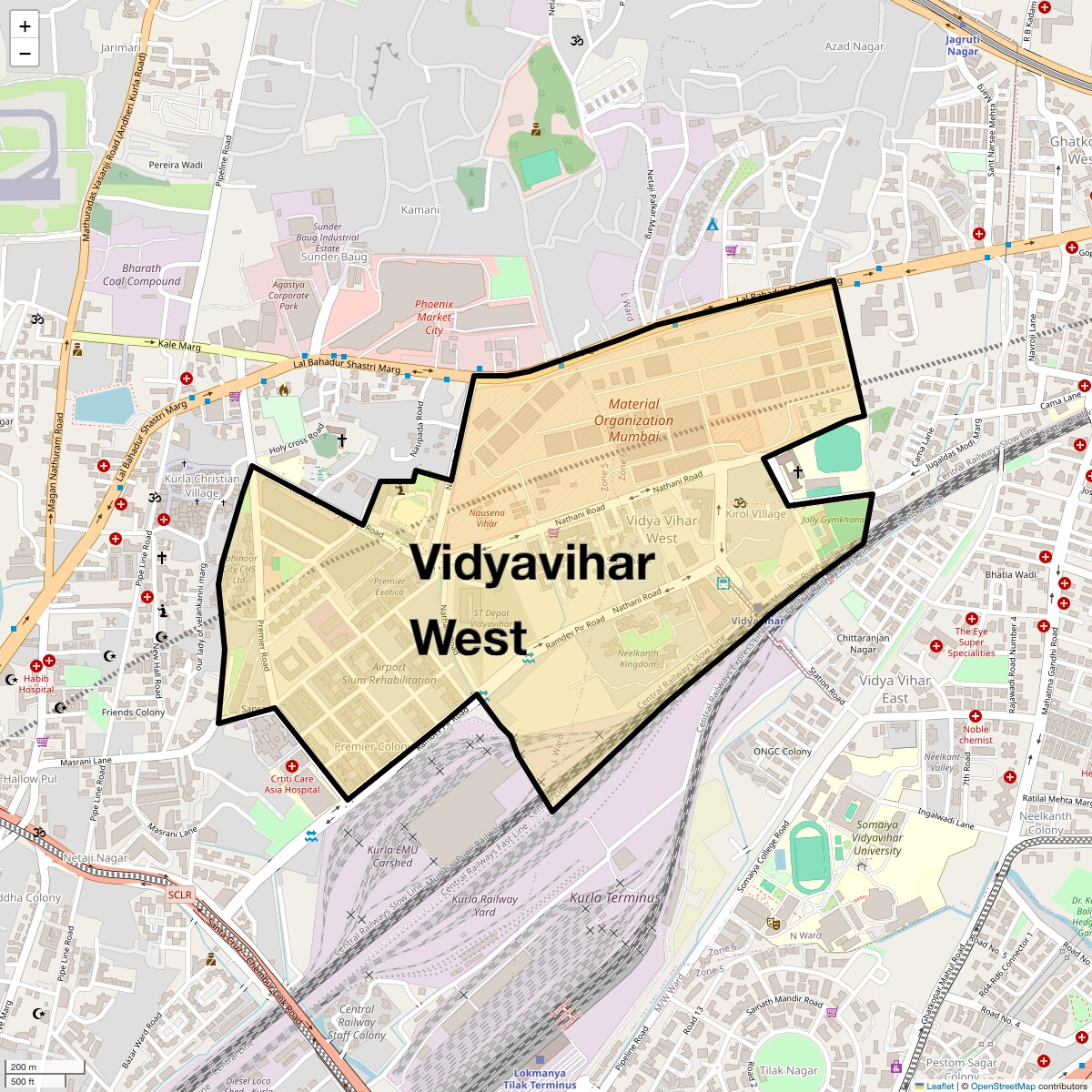Location Map of Vidyavihar West, Mumbai