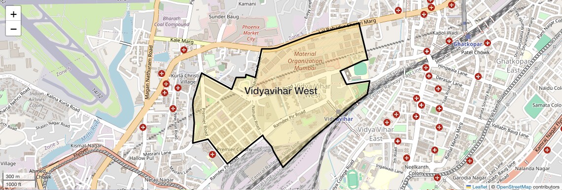 Location Map of Vidyavihar West, Mumbai