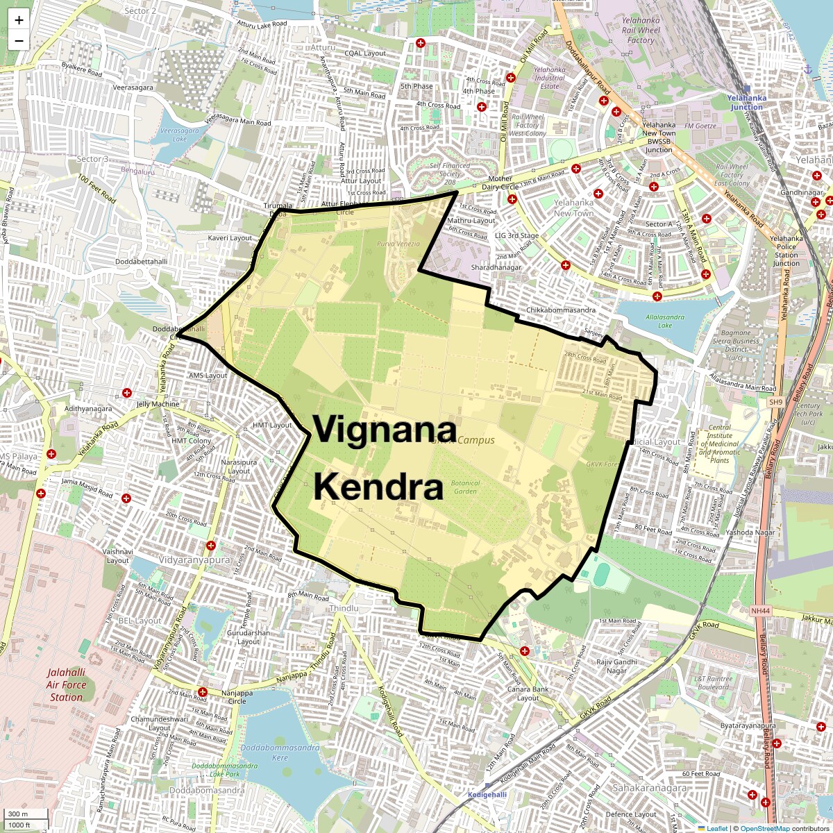 Location Map of Vignana Kendra, Bangalore