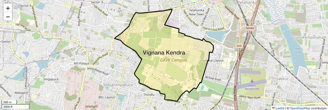 Location Map of Vignana Kendra, Bangalore