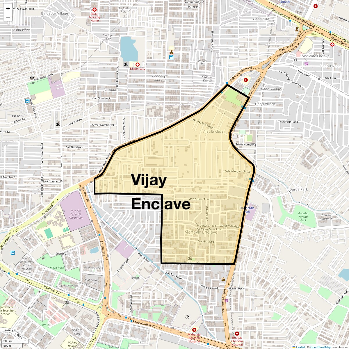 Location Map of Vijay Enclave, Delhi