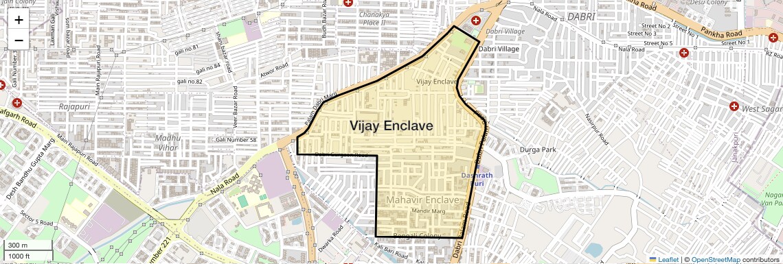 Location Map of Vijay Enclave, Delhi