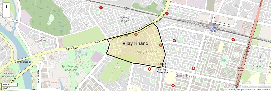 Location Map of Vijay Khand, Lucknow