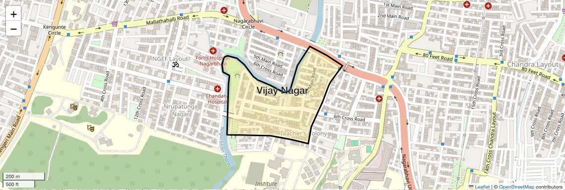 Location Map of Vijay Nagar, Bangalore