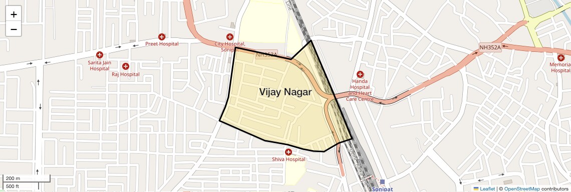 Location Map of Vijay Nagar, Sonipat