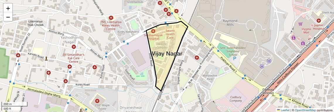 Location Map of Vijay Nagar, Thane
