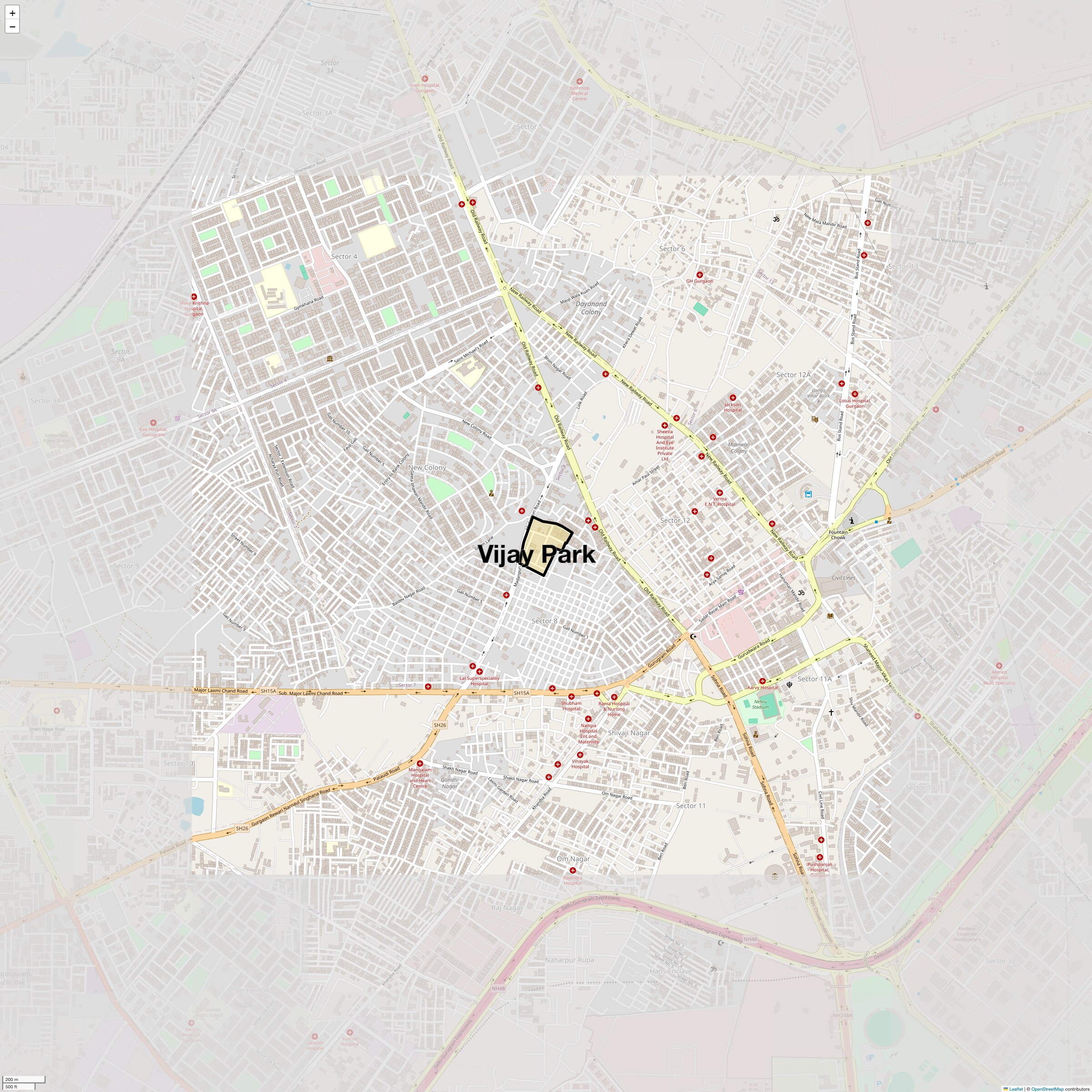 Location Map of Vijay Park, Gurgaon