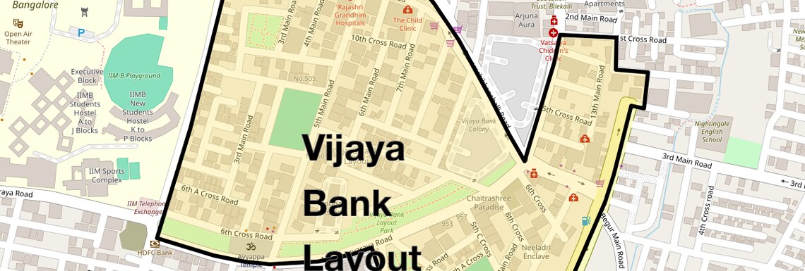 Location Map of Vijaya Bank Layout, Bangalore
