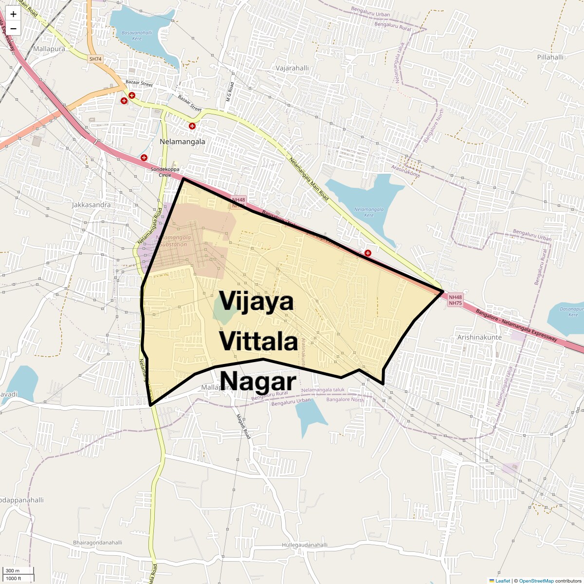Location Map of Vijaya Vittala Nagar, Bangalore