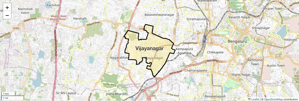 Location Map of Vijayanagar, Bangalore