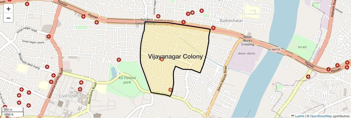 Location Map of Vijayanagar Colony, Agra