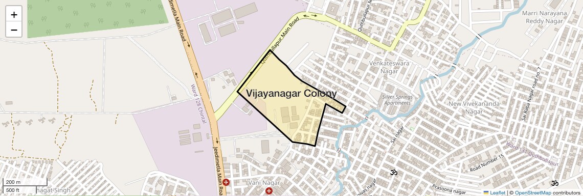 Location Map of Vijayanagar Colony, Hyderabad