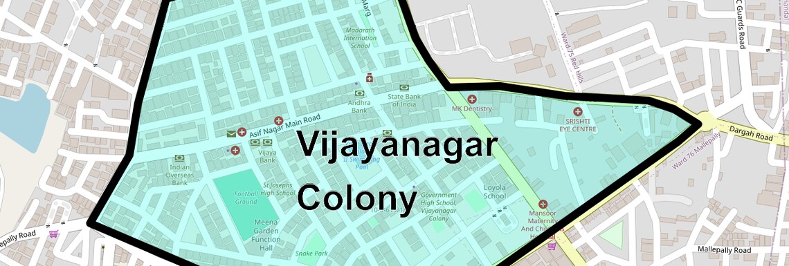 Location Map of Vijayanagar Colony, Hyderabad