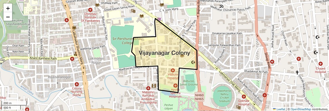 Location Map of Vijayanagar Colony, Pune