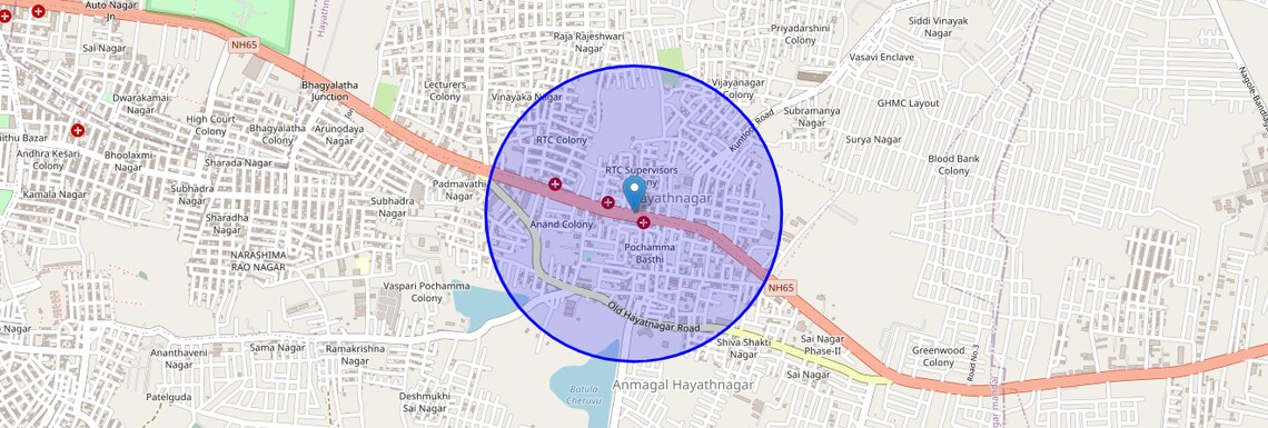 Location Map of Vijayawada Highway, Hyderabad