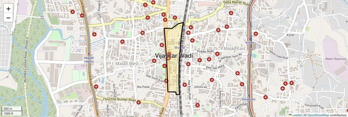 Location Map of Vijaykar Wadi, Mumbai