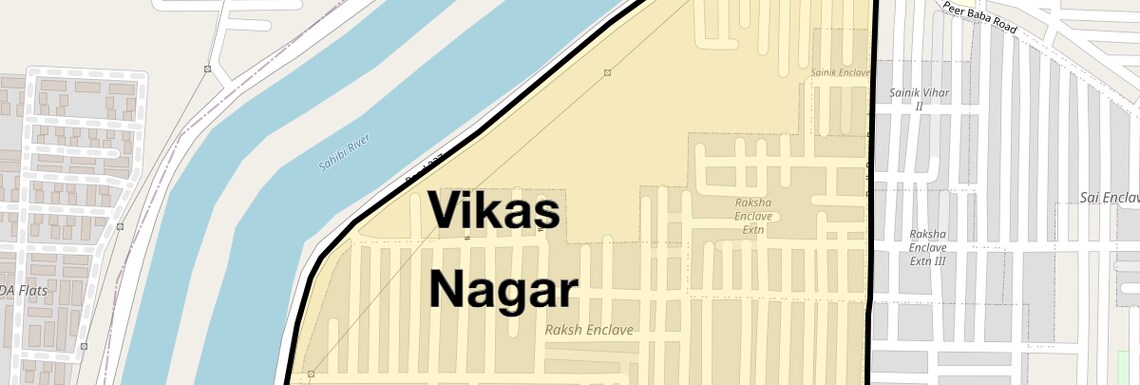 Location Map of Vikas Nagar, Delhi