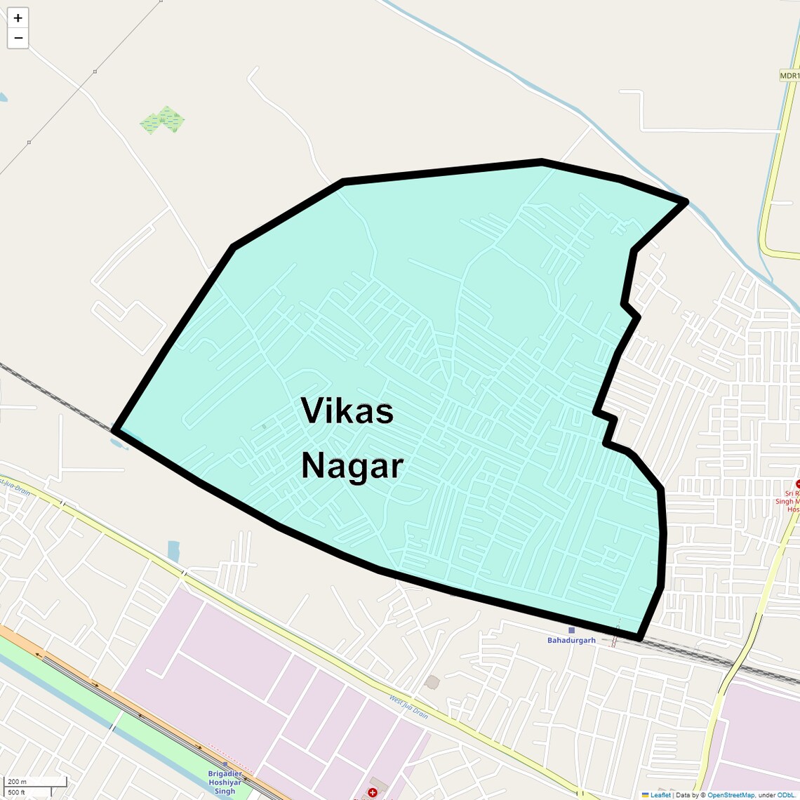 Location Map of Vikas Nagar, Delhi