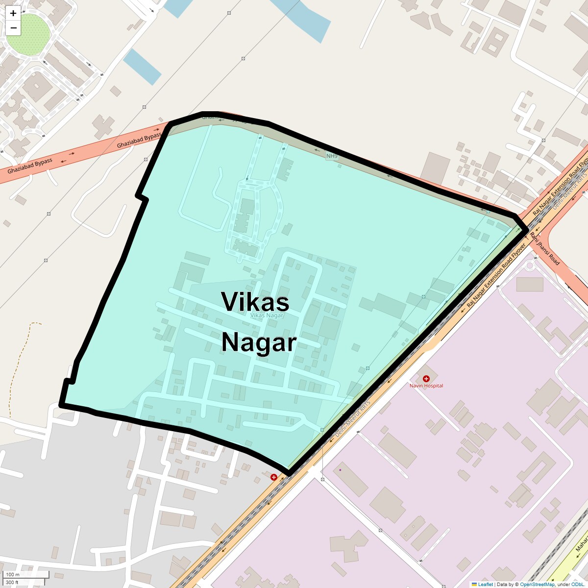 Location Map of Vikas Nagar, Ghaziabad
