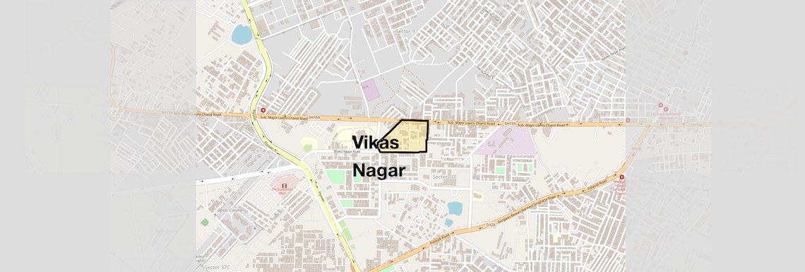 Location Map of Vikas Nagar, Gurgaon