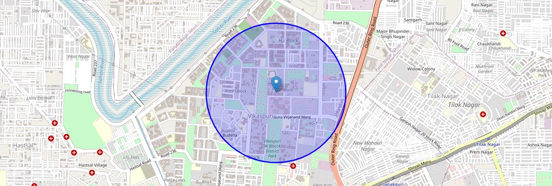 Location Map of Vikas Puri, Delhi