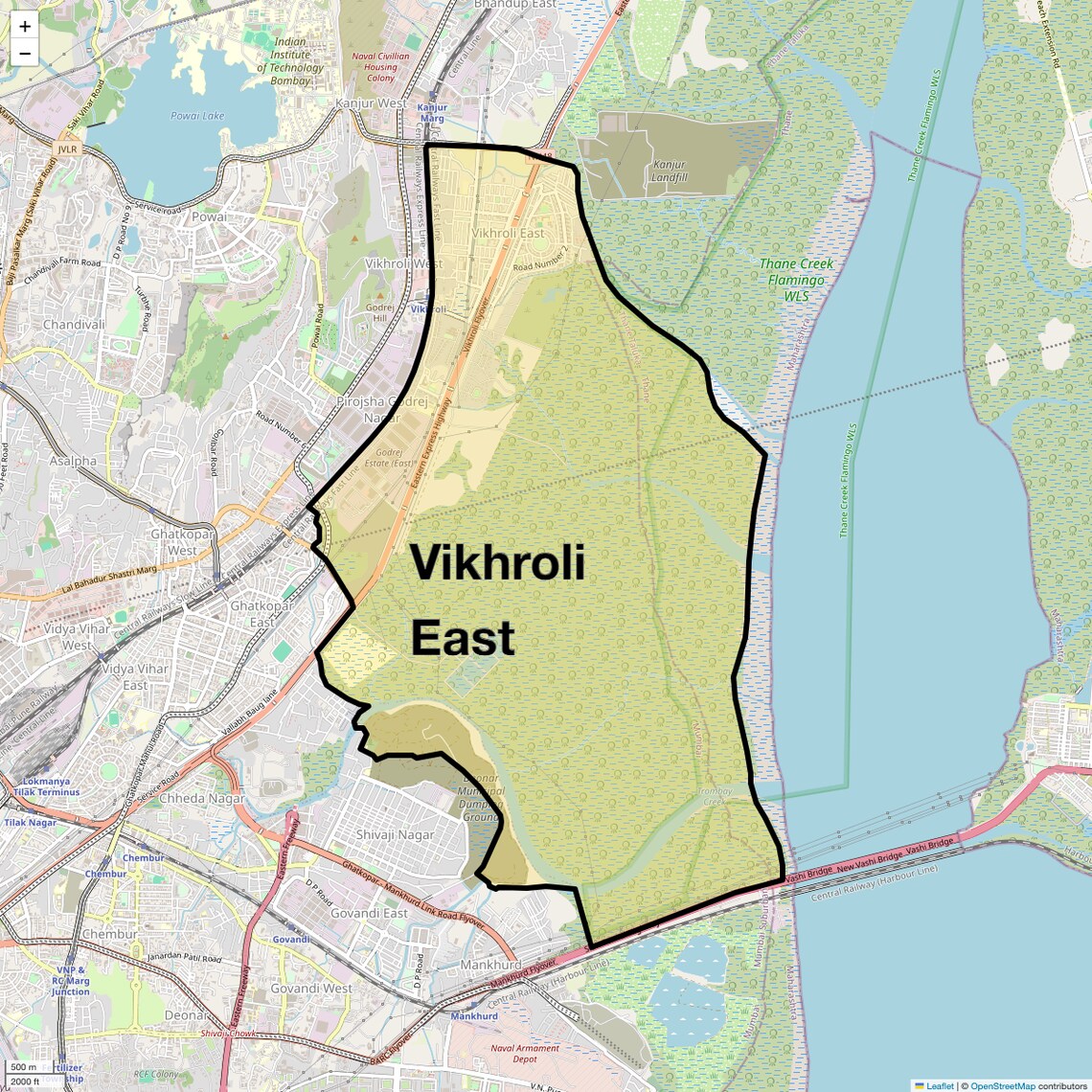 Location Map of Vikhroli East, Mumbai