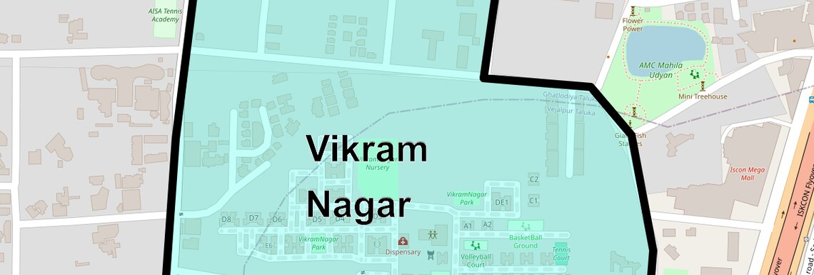 Location Map of Vikram Nagar, Ahmedabad