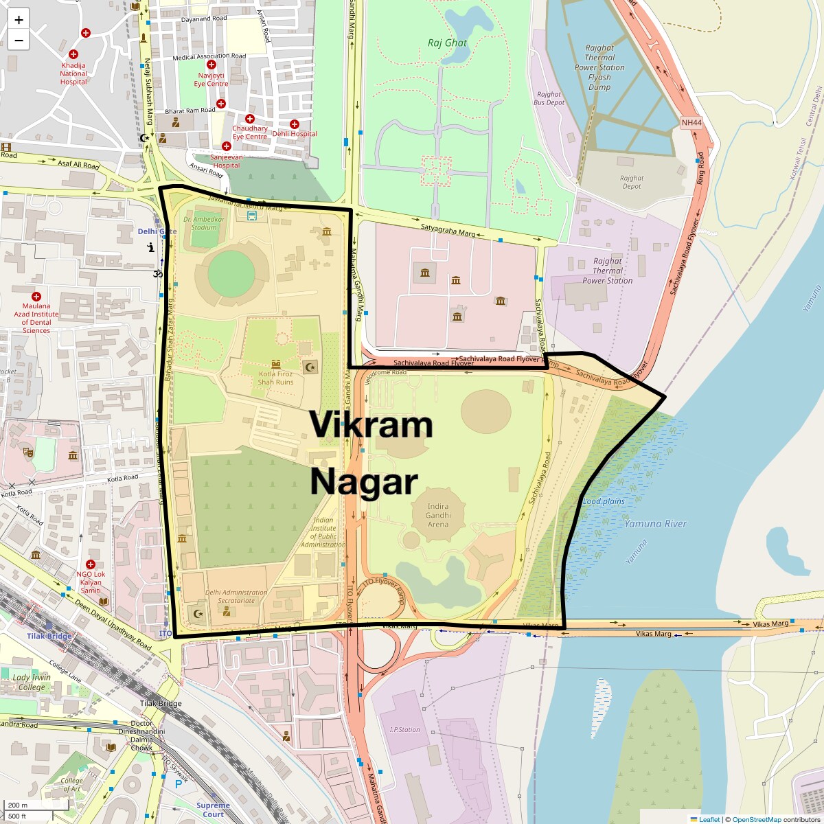 Location Map of Vikram Nagar, Delhi
