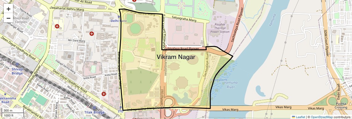Location Map of Vikram Nagar, Delhi