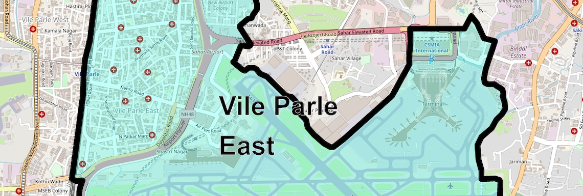 Location Map of Vile Parle East, Mumbai