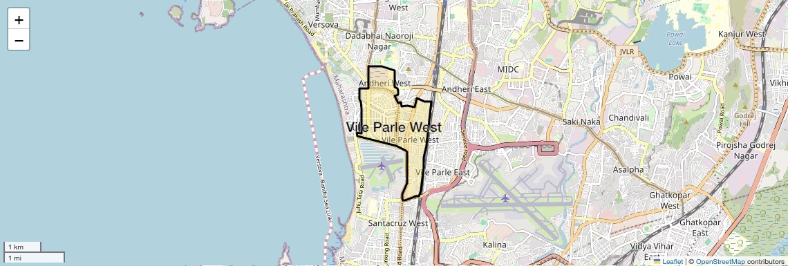 Location Map of Vile Parle West, Mumbai