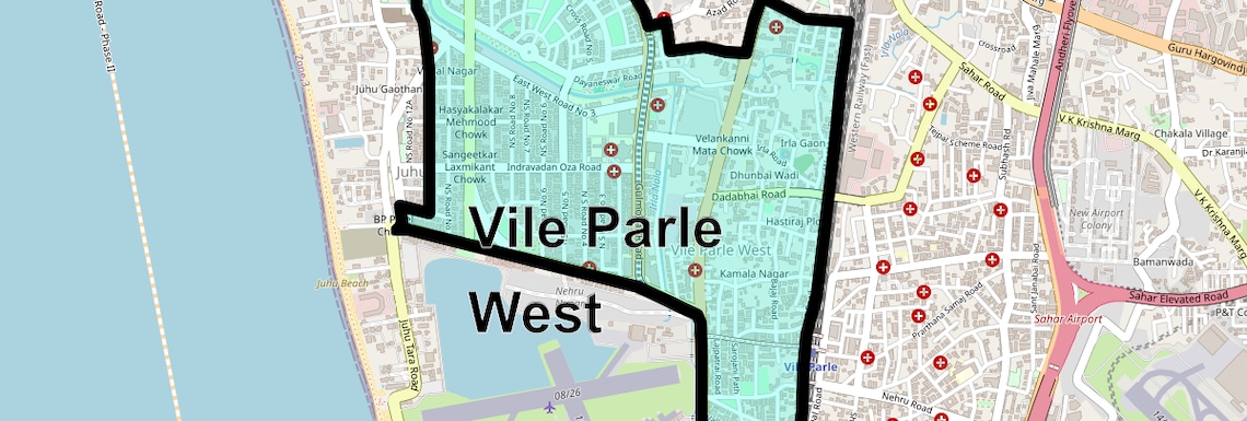 Location Map of Vile Parle West, Mumbai