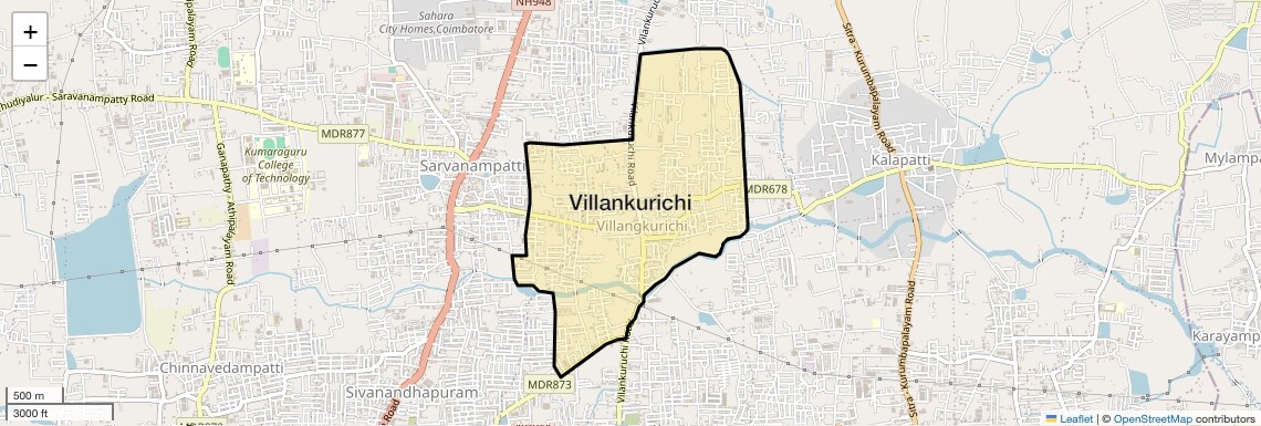 Location Map of Villankurichi, Coimbatore