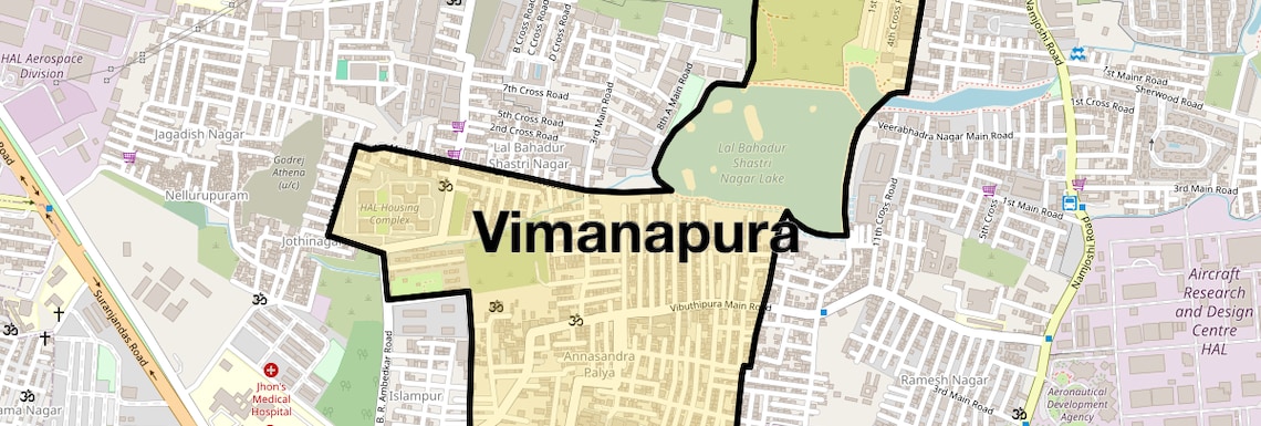 Location Map of Vimanapura, Bangalore