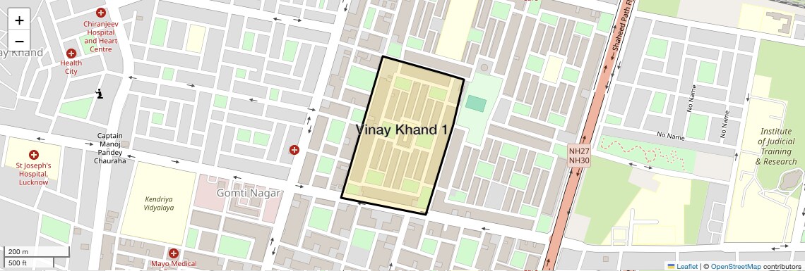 Location Map of Vinay Khand 1, Lucknow