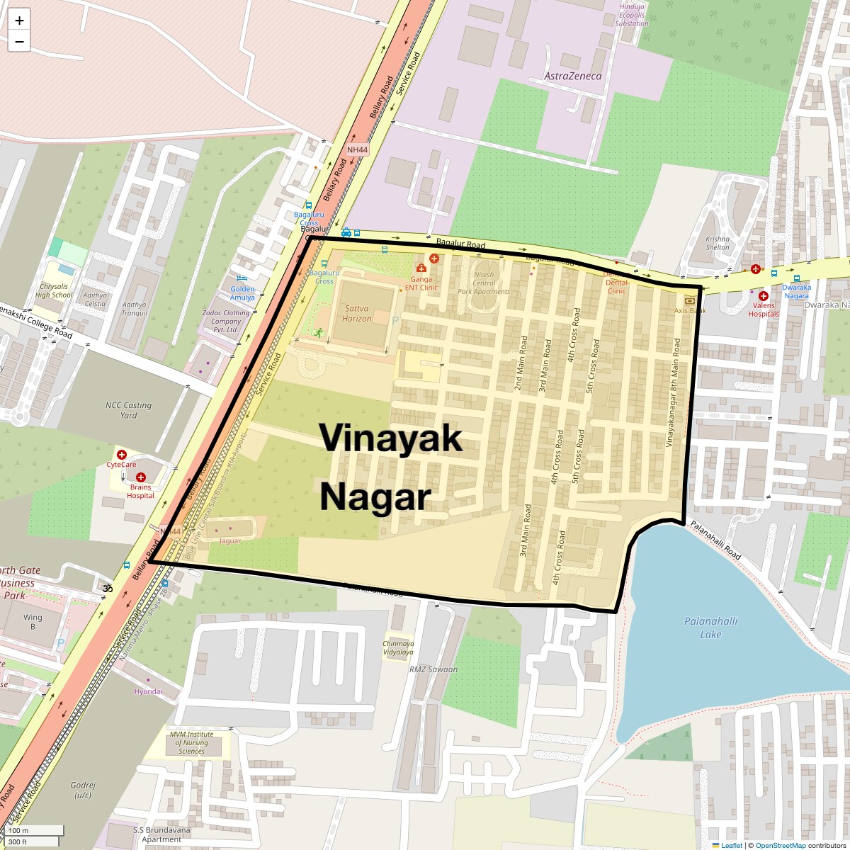 Location Map of Vinayak Nagar, Bangalore